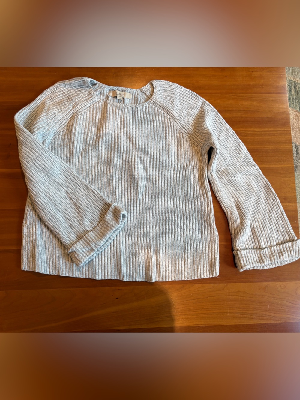 LOFT Light Gray bell sleeved sweater